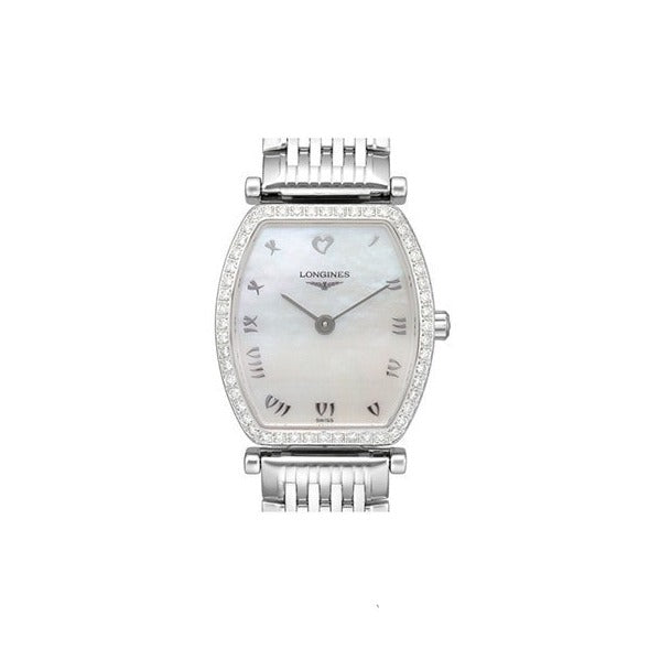 Longines La Grande Classique Tonneau Diamonds White Dial Silver Mesh Bracelet Watch for Women - L4.288.0.09.6