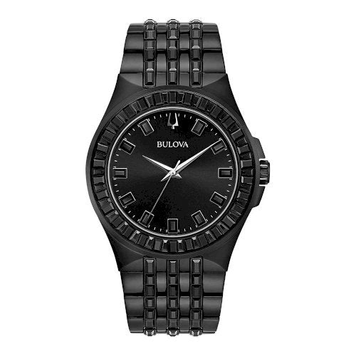 Bulova Crystal Collection Phantom Black Dial Black Steel Strap Watch for Men - 98A240
