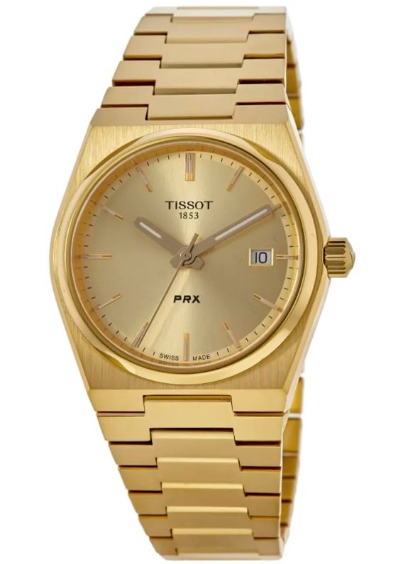 Tissot PRX Quartz Gold Dial 35mm Stainless Steel Strap Watch for Men - T137.210.33.021.00