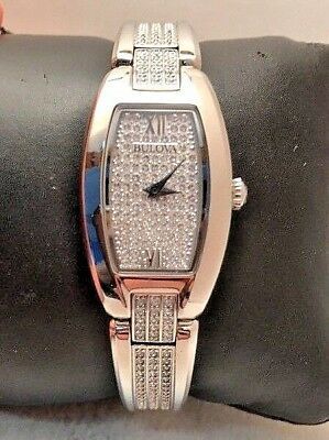 Bulova Crystal Collection Silver Dial Silver Steel Strap Watch for Women - 96L235