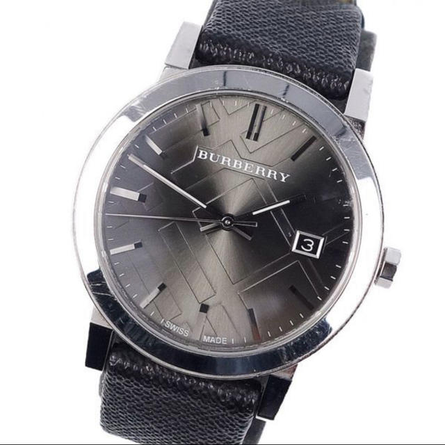 Burberry Heritage Grey Dial Black Leather Strap Watch for Men - BU9024