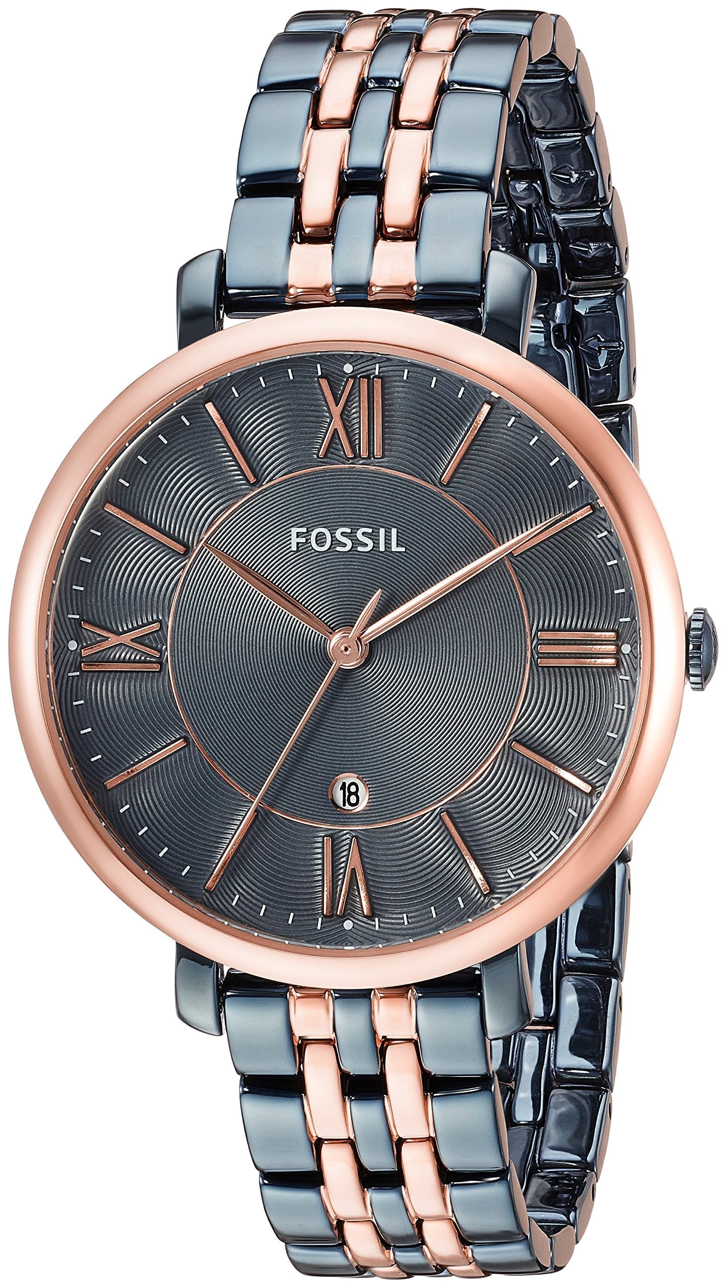 Fossil Jaqueline Grey Dial Two Tone Steel Strap Watch for Women - ES4321