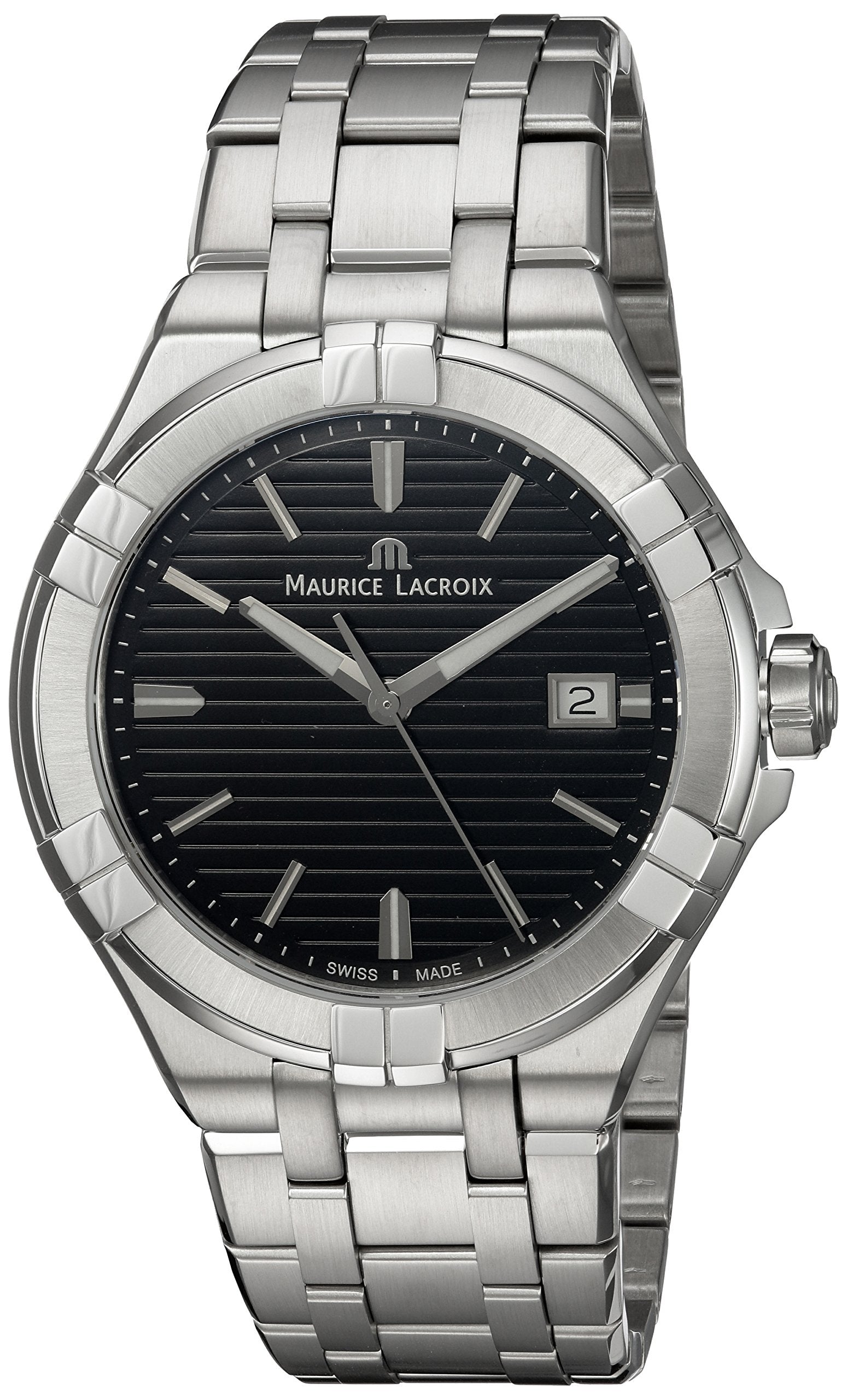 Maurice Lacroix Aikon Venturer Black Dial Silver Steel Strap Watch for Men - AI1008-SS002-331-1