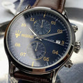 Maserati Epoca Chronograph Blue Dial Brown Leather Watch For Men - R8871618001