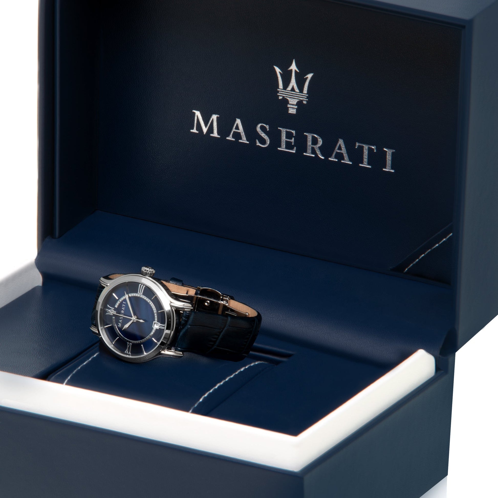 Maserati Epoca Blue Dial Blue Leather Strap Watch For Women - R8851118502