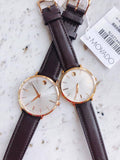 Movado Ultra Slim Silver Dial Brown Leather Strap Watch For Women - 0607093