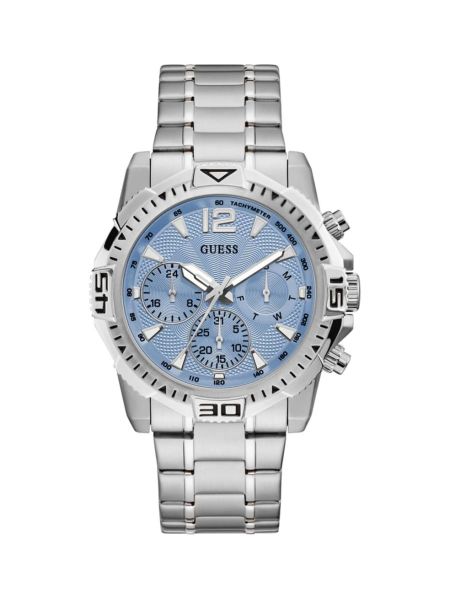 Guess Commander Chronograph Blue Dial Silver Steel Strap Watch for Men - GW0056G2