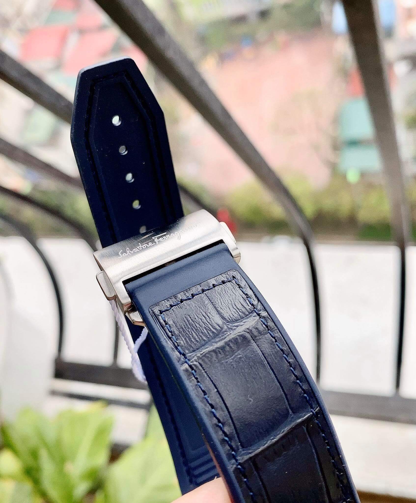 Salvatore Ferragamo F-80 Classic Blue Dial Blue Leather Strap Watch for Men - SFDT00319
