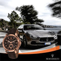 Maserati Successo Brown Dial Brown Leather Strap Watch For Men - R8871621004