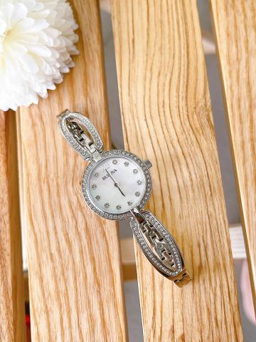 Bulova Crystal Collection Mother of Pearl Dial Silver Steel Strap Watch for Women - 96L223