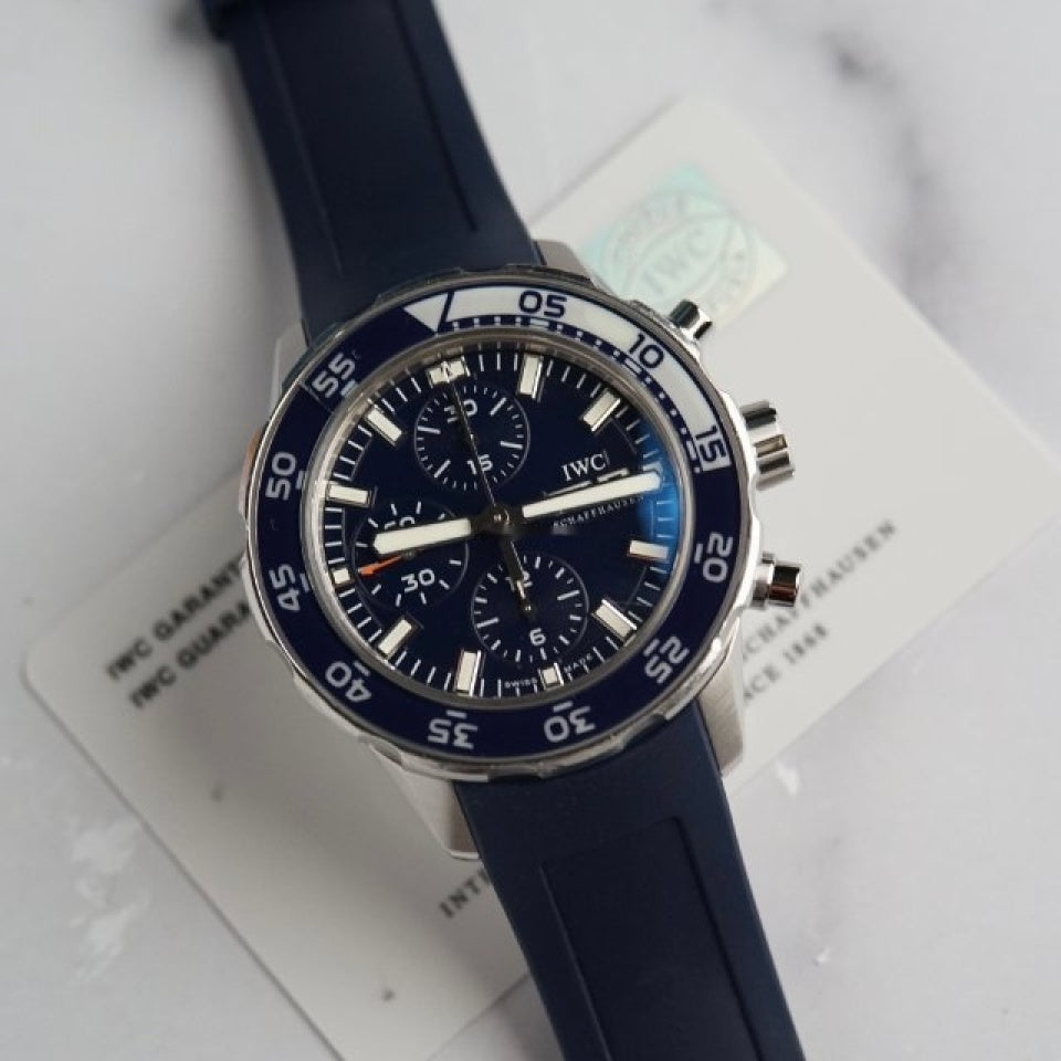 IWC Aquatimer Chronograph Blue Dial Blue Rubber Strap Watch for Men - IW376711