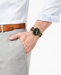 Movado Heritage 42mm Chronograph Green Dial Brown Leather Strap Watch For Men - 3650062