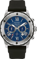 Bulova Marine Star Blue Dial Black Silicone Strap Watch for Men - 98B258