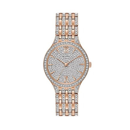 Bulova Crystal Collection Silver Crystals Dial Two Tone Steel Strap Watch for Women - 98L235