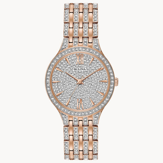 Bulova Crystal Collection Silver Crystals Dial Two Tone Steel Strap Watch for Women - 98L235