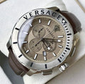 Versace Casual Chronograph Grey Dial Brown Leather Strap Watch for Men - VERG001-18