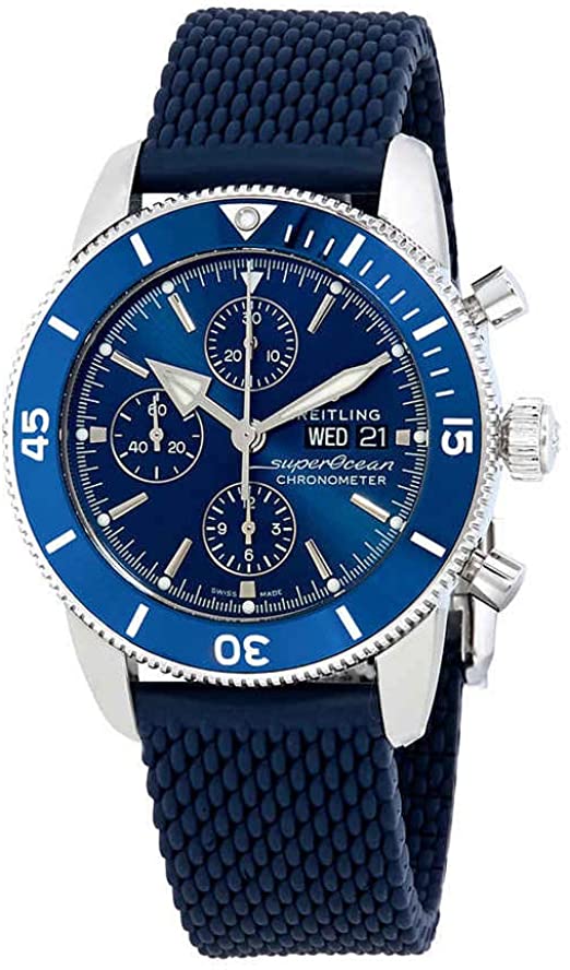 Breitling Superocean Heritage Chronograph 44 Blue Dial Blue Mesh Bracelet Watch for Men - A13313161C1S1