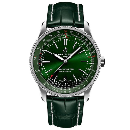Breitling Navitimer Automatic 41mm Green Dial Green Leather Strap Watch for Men - A17326361L1P1