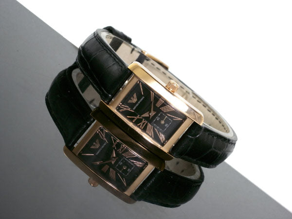 Emporio Armani Classic Black Dial Black Leather Strap Watch For Women - AR0169