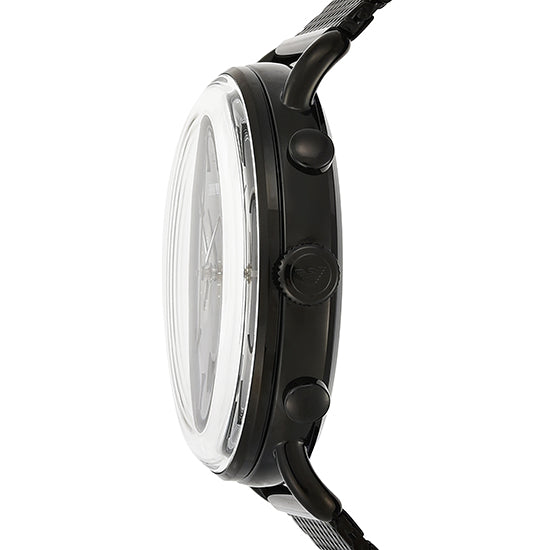 Emporio Armani Aviator Black Dial Black Mesh Bracelet Watch For Men - AR11142