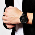 Emporio Armani Sportivo Chronograph Black Dial Black Leather Strap Watch For Men - AR2461