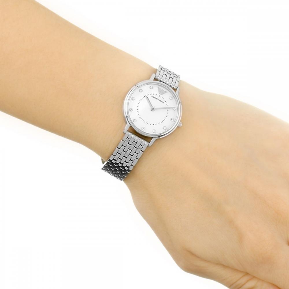Emporio Armani Kappa Mother of Pearl Dial Silver Mesh Bracelet Watch For Women - AR2511