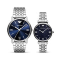 Emporio Armani Gianni T Bar Blue Dial Silver Steel Strap Watch For Women - AR11091