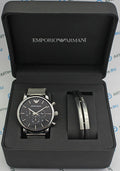 Emporio Armani Luigi Black Dial Silver Mesh Bracelet Watch For Men - AR8032