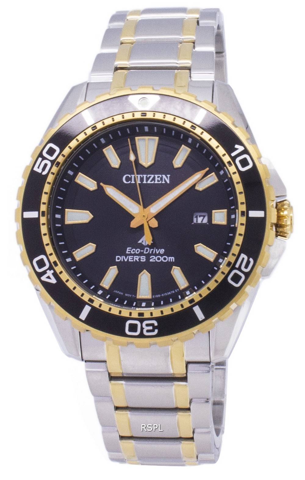 Citizen Eco Drive Promaster Diver Black Dial Two Tone Stainless Steel Watch For Men - BN0194-57E