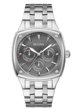 Bulova Classic Collection Multifunction Grey Dial Silver Steel Strap Watch for Men - 96C148
