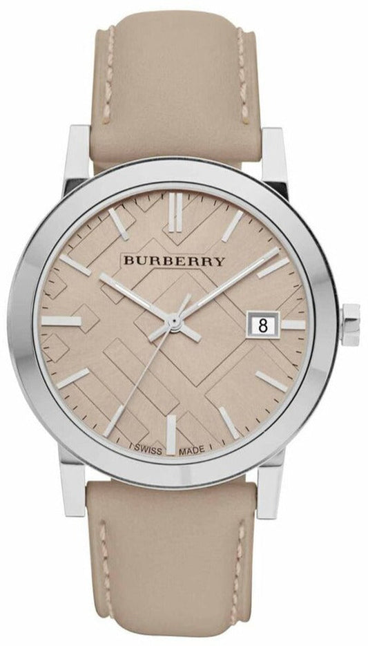 Burberry The City Beige Dial Beige Leather Strap Unisex Watch - BU9010
