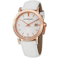 Burberry The City White Dial White Leather Strap Watch for Women - BU9012