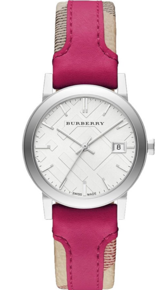 Burberry The City White Dial Pink Leather Strap Watch for Women - BU9149