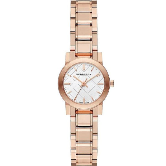 Burberry The City White Dial Rose Gold Steel Strap Watch for Women - BU9204
