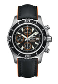 Breitling Superocean Chronograph II 44mm Automatic Black Dial Black Leather Strap Mens Watch - A1334102/BA85