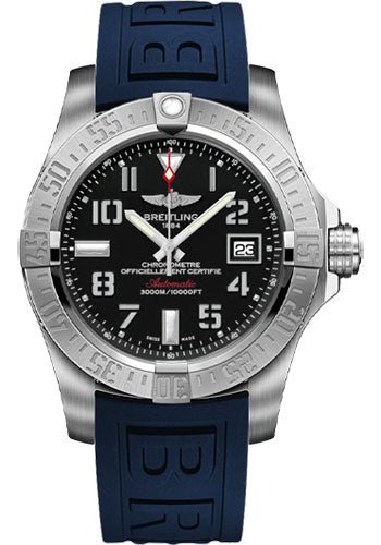 Breitling Avenger II Seawolf 45mm Volcano Black Dial Blue Rubber Strap Mens Watch - A1733110/BC31/157S