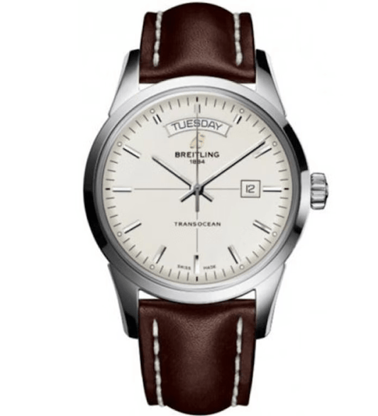 Breitling Transocean Day & Date 43mm Brown Leather Strap Mens Watch - A4531012|G751|437X|A20B A.1