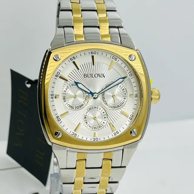 Bulova Classic Multi Function Silver Dial Two Tone Steel Strap Watch for Men - 98C142
