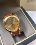 Burberry The City Gold Dial Orange Leather Strap Watch for Women - BU9016