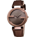 Gucci G Interlocking Brown Dial Brown Leather Strap Watch For Women - YA133504