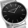 Coach Charles Black Dial Silver Mesh Bracelet Watch for Men - 14602144