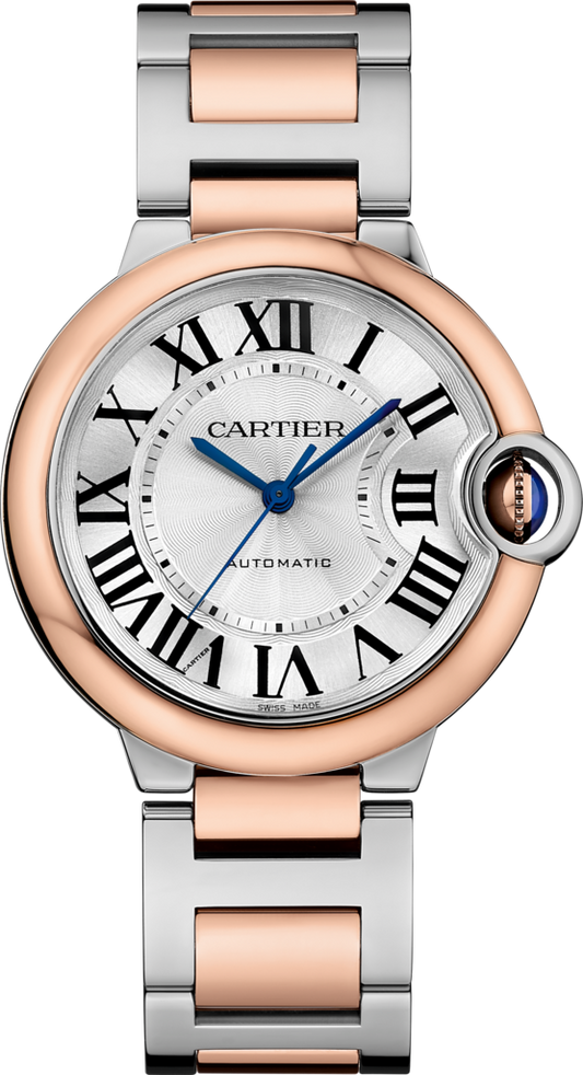 Cartier Ballon Bleu De Cartier Silver Dial Two Tone Steel Strap Watch for Men - W2BB0034