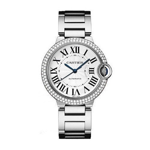 Cartier Ballon Bleu De Cartier Diamonds Silver Dial Silver Steel Strap Watch for Women - WE902035
