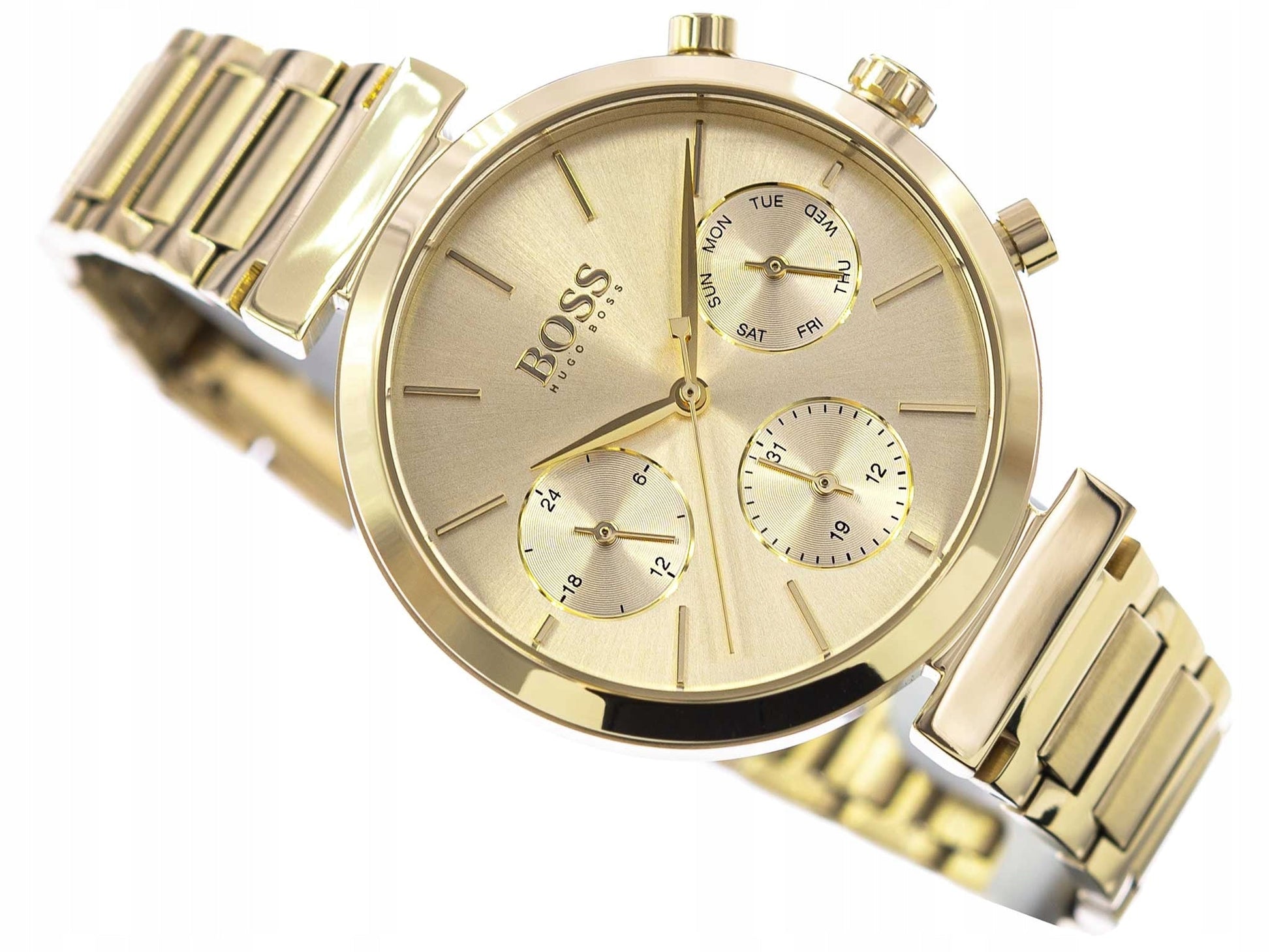 Hugo Boss Flawless Gold Dial Gold Steel Strap Watch for Women - 1502532