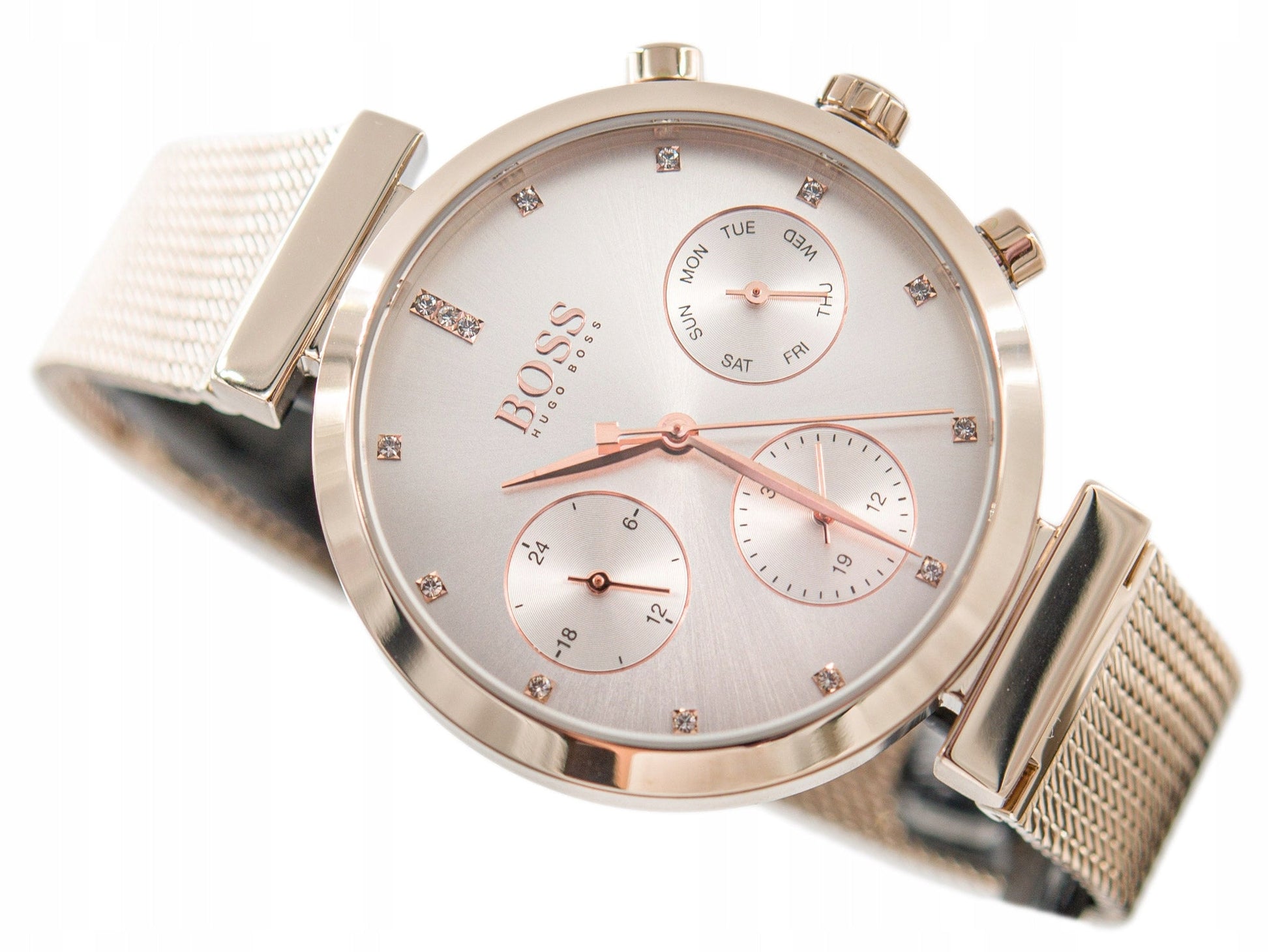 Hugo Boss Flawless White Dial Gold Mesh Bracelet Watch for Women - 1502553