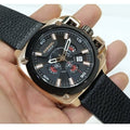 Diesel BAMF Chronograph Black Dial Black Leather Strap Watch For Men - DZ7346