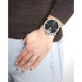 Diesel Uber Chief Oversized 4 Time Black Dial Black Leather Strap Watch For Men - DZ7376