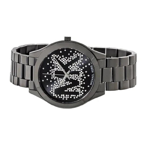 Michael Kors Slim Runway Black Dial Black Steel Strap Watch for Women - MK3589