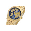 Michael Kors Layton Pave Blue Dial Gold Steel Strap Watch for Women - MK6243