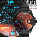 Diesel Uber Chief Chronograph Red Dial Black Steel Strap Watch For Men - DZ7373